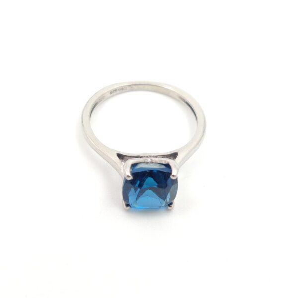Aquamarine Cushion ring in 925 Sterling Silver test