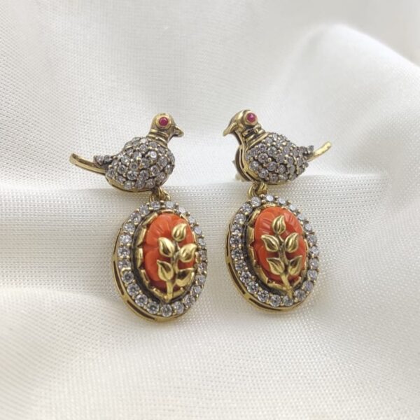 Bird Inspired Coral Earrings