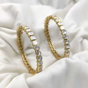 Moissanite Polki Bangle Micron Plated